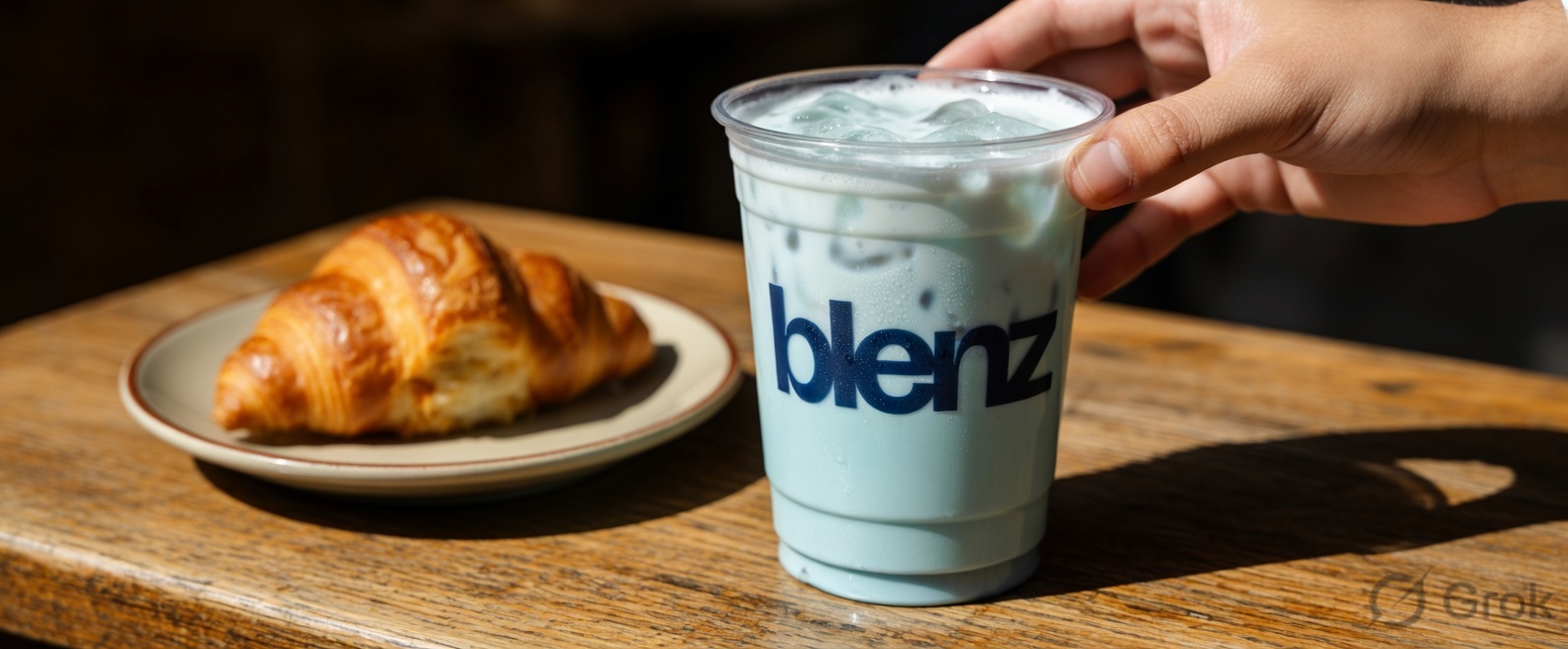 Iced specialty drink with croissant